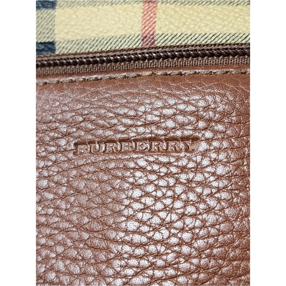 Burberry Vintage Haymarket Check Pebbled Messenger Bag Brown/Beige - Picture 6 of 15